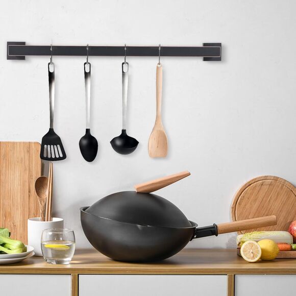 Towel Bar for Bathroom, 24" Hand Towel Holder Rod with Metal, Black Towel Racks - Picture 7 of 11